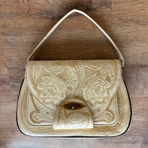Ivory Tooled Leather Mexican Purse Vintage Rare